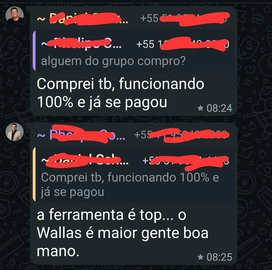 Depoimento 3 de cliente na comunidade do WhatsApp