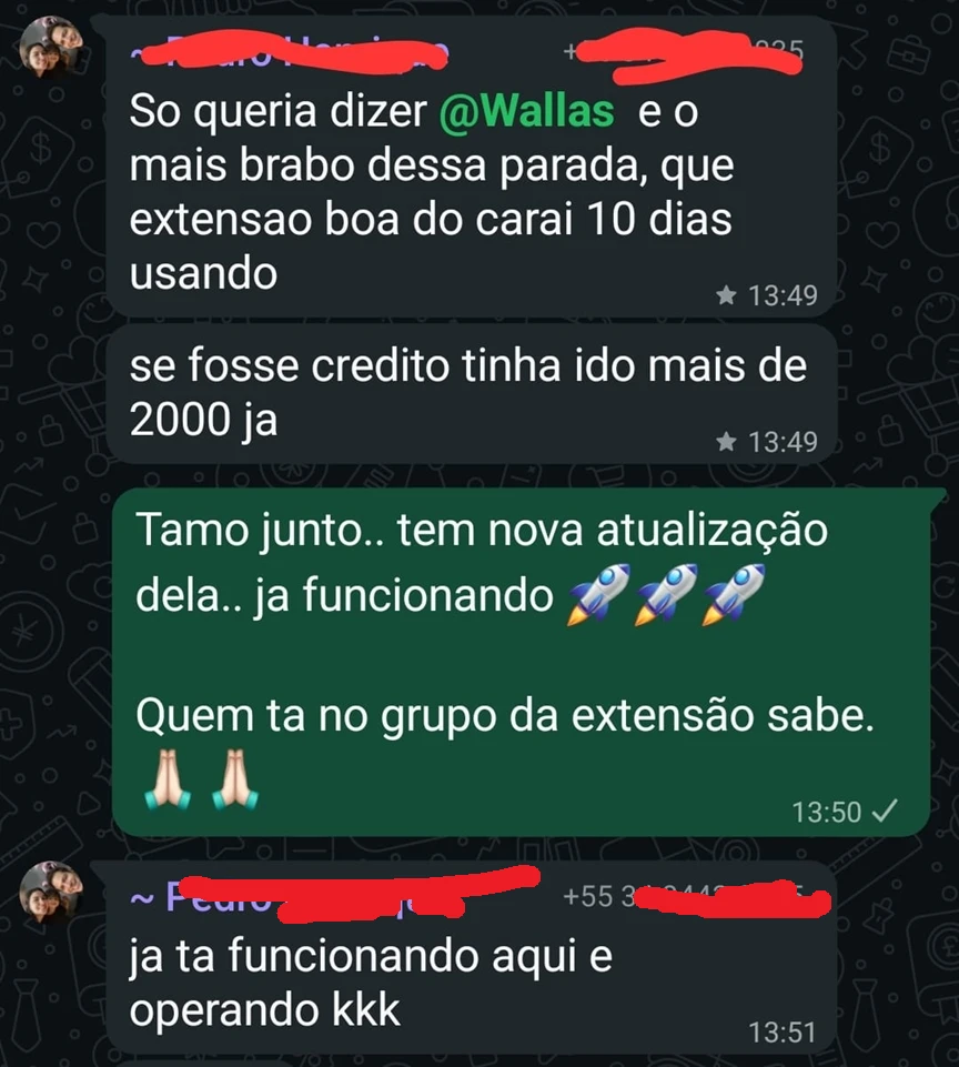 Depoimento 11 de cliente na comunidade do WhatsApp
