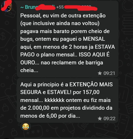 Depoimento 23 de cliente na comunidade do WhatsApp