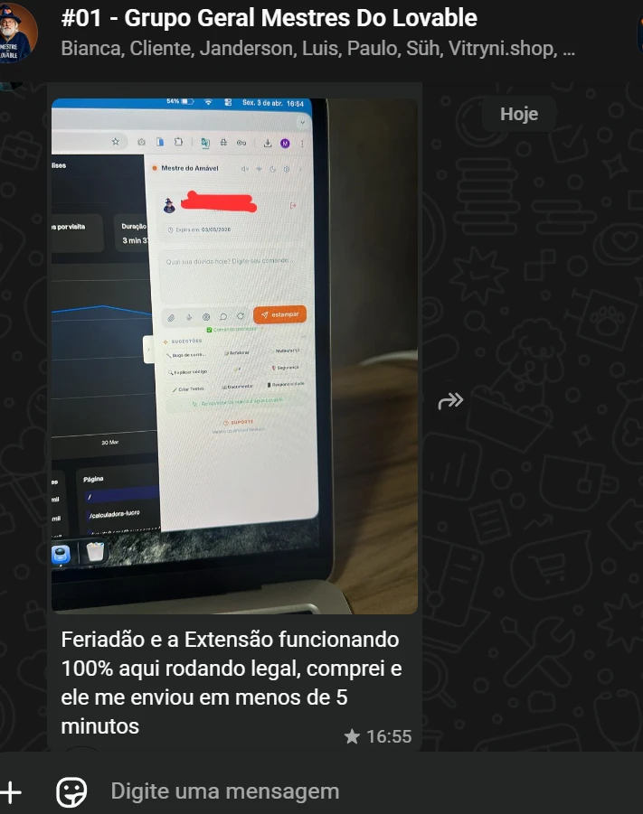 Depoimento 26 de cliente na comunidade do WhatsApp